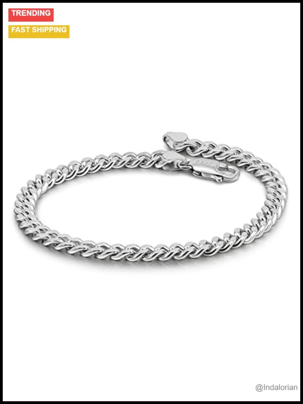 Sterling Silver Cuban Link Chain Bracelet Italian Handmade Solid 925 Bangle Men